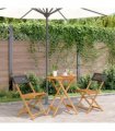 vidaXL 3 Piece Bistro Set Black Poly Rattan and Solid Wood
