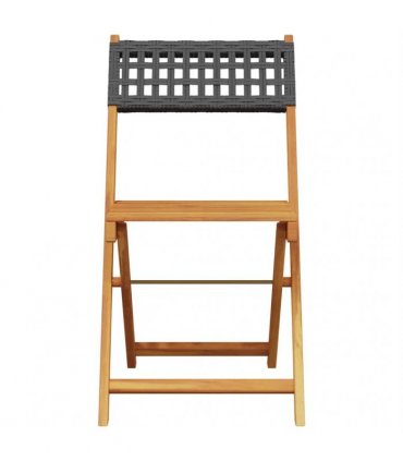 vidaXL 3 Piece Bistro Set Black Poly Rattan and Solid Wood