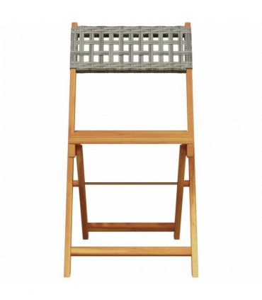 vidaXL 5 Piece Garden Dining Set Grey Poly Rattan and Solid Wood