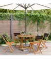 vidaXL 5 Piece Garden Dining Set Black Polypropylene and Solid Wood