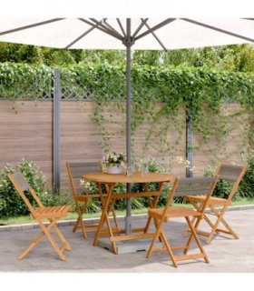 vidaXL 5 Piece Garden Dining Set Grey Polypropylene and Solid Wood