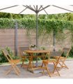 vidaXL 5 Piece Garden Dining Set Grey Polypropylene and Solid Wood