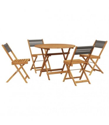 vidaXL 5 Piece Garden Dining Set Grey Polypropylene and Solid Wood