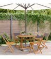vidaXL 5 Piece Garden Dining Set Anthracite Fabric and Solid Wood