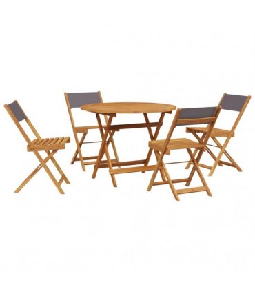 vidaXL 5 Piece Garden Dining Set Anthracite Fabric and Solid Wood