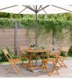 vidaXL 5 Piece Garden Dining Set Taupe Fabric and Solid Wood