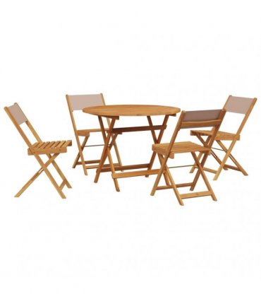 vidaXL 5 Piece Garden Dining Set Taupe Fabric and Solid Wood