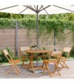 vidaXL 5 Piece Garden Dining Set Beige Fabric and Solid Wood