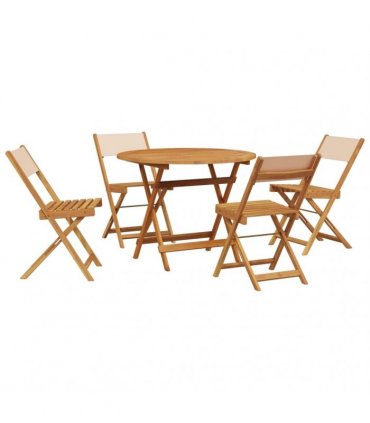 vidaXL 5 Piece Garden Dining Set Beige Fabric and Solid Wood