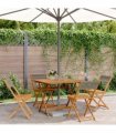 vidaXL 5 Piece Garden Dining Set Grey Polypropylene and Solid Wood