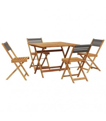 vidaXL 5 Piece Garden Dining Set Grey Polypropylene and Solid Wood
