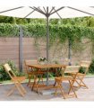 vidaXL 5 Piece Garden Dining Set Beige Polypropylene and Solid Wood