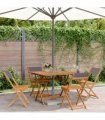 vidaXL 5 Piece Garden Dining Set Anthracite Fabric and Solid Wood