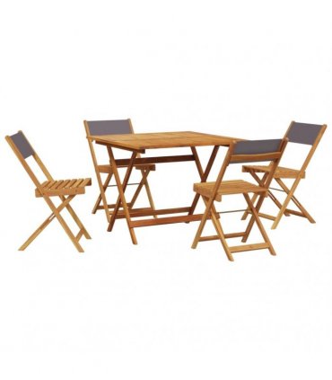 vidaXL 5 Piece Garden Dining Set Anthracite Fabric and Solid Wood