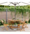 vidaXL 5 Piece Garden Dining Set Taupe Fabric and Solid Wood