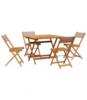 vidaXL 5 Piece Garden Dining Set Taupe Fabric and Solid Wood