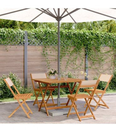 vidaXL 5 Piece Garden Dining Set Beige Fabric and Solid Wood