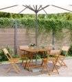 vidaXL 5 Piece Garden Dining Set Beige Fabric and Solid Wood