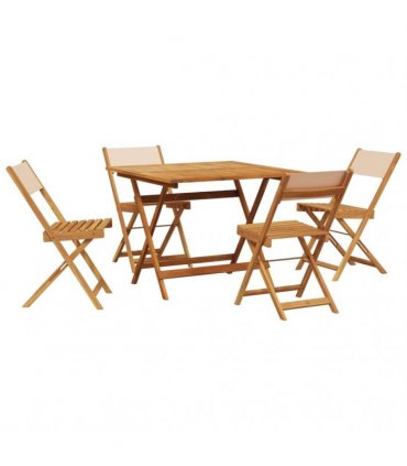 vidaXL 5 Piece Garden Dining Set Beige Fabric and Solid Wood