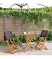 vidaXL 3 Piece Bistro Set Black Poly Rattan and Solid Wood