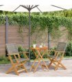 vidaXL 3 Piece Bistro Set Grey Poly Rattan and Solid Wood