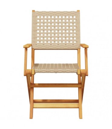 vidaXL 3 Piece Bistro Set Beige Poly Rattan and Solid Wood