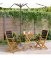 vidaXL 3 Piece Bistro Set Black Polypropylene and Solid Wood