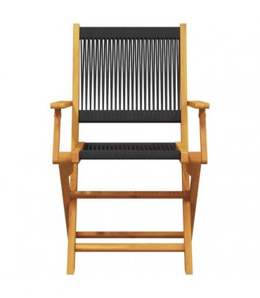 vidaXL 3 Piece Bistro Set Black Polypropylene and Solid Wood