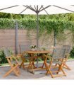 vidaXL 5 Piece Garden Dining Set Grey Poly Rattan and Solid Wood