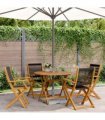 vidaXL 5 Piece Garden Dining Set Black Polypropylene and Solid Wood