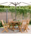 vidaXL 5 Piece Garden Dining Set Taupe Fabric and Solid Wood