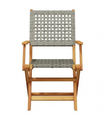 vidaXL 5 Piece Garden Dining Set Grey Poly Rattan and Solid Wood