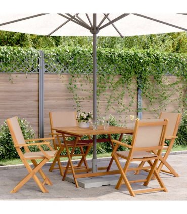 vidaXL 5 Piece Garden Dining Set Taupe Fabric and Solid Wood