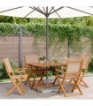 vidaXL 5 Piece Garden Dining Set Taupe Fabric and Solid Wood