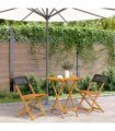 vidaXL 3 Piece Bistro Set Black Poly Rattan and Solid Wood
