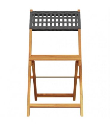 vidaXL 3 Piece Bistro Set Black Poly Rattan and Solid Wood