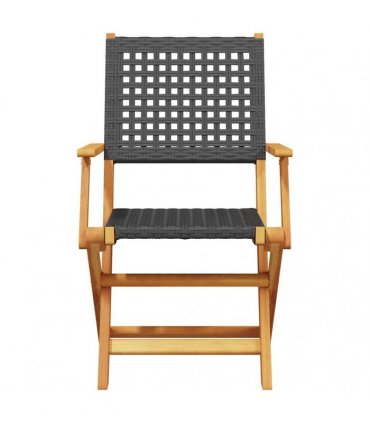 vidaXL 3 Piece Bistro Set Black Poly Rattan and Solid Wood