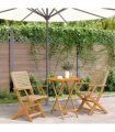vidaXL 3 Piece Bistro Set Beige Poly Rattan and Solid Wood
