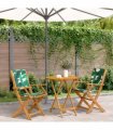 vidaXL 3 Piece Bistro Set Leaf Pattern Fabric and Solid Wood