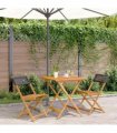 vidaXL 3 Piece Bistro Set Black Poly Rattan and Solid Wood