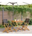 vidaXL 3 Piece Bistro Set Black Poly Rattan and Solid Wood