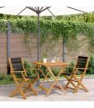 vidaXL 3 Piece Bistro Set Black Polypropylene and Solid Wood