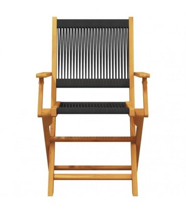 vidaXL 3 Piece Bistro Set Black Polypropylene and Solid Wood