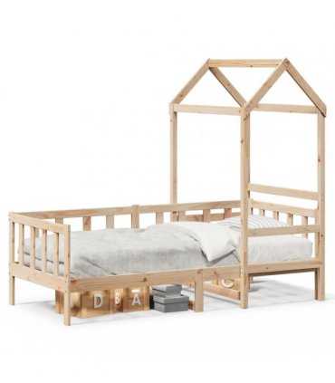 vidaXL Day Bed with Roof without Mattress 80x200 cm Solid Wood