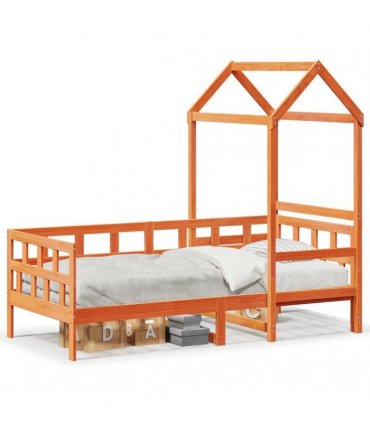 vidaXL Day Bed with Roof without Mattress Wax Brown 90x200 cm