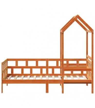 vidaXL Day Bed with Roof without Mattress Wax Brown 90x200 cm