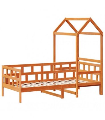vidaXL Day Bed with Roof without Mattress Wax Brown 80x200 cm