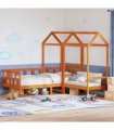 vidaXL Day Bed Set with Roof without Mattress Wax Brown 90x200 cm