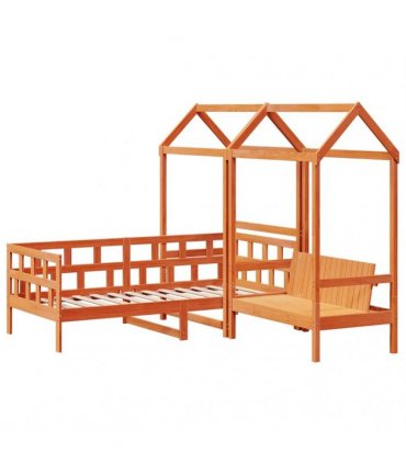 vidaXL Day Bed Set with Roof without Mattress Wax Brown 80x200 cm