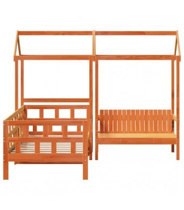 vidaXL Day Bed Set with Roof without Mattress Wax Brown 80x200 cm